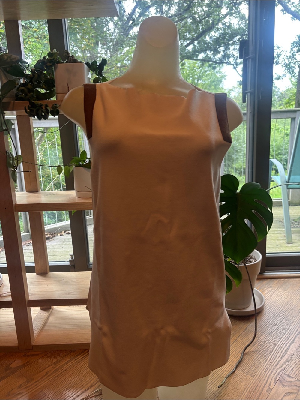 Ralph Lauren Beige Mini Dress with Brown Straps size L